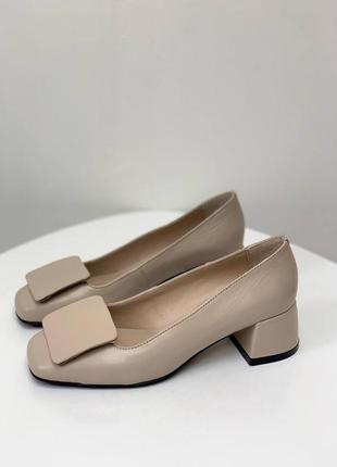 Женские кожаные туфли из натуральной кожи на каблуке 4см2 фото