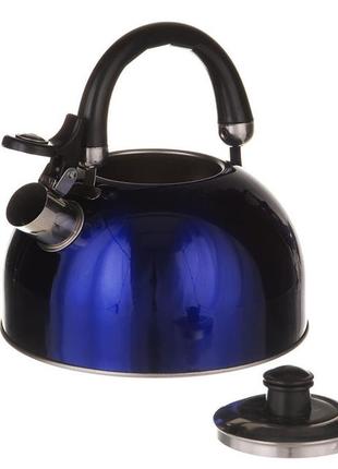 Чайник со свистком - двойное дно, 2,5 л. (синий)