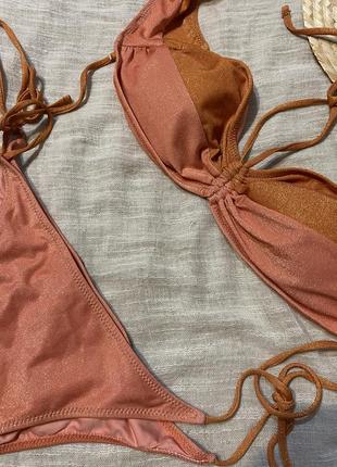 Zara шикарный раздельный блестящий купальник3 фото
