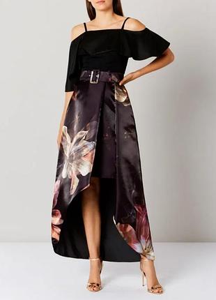 Coast максі спідниця, квітковий принт, ддовга святкова, на випускний з топом, спідниця з високою посадкою