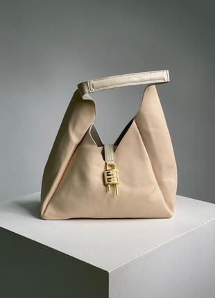 Жіноча сумка 👜hobo medium leather cream4 фото