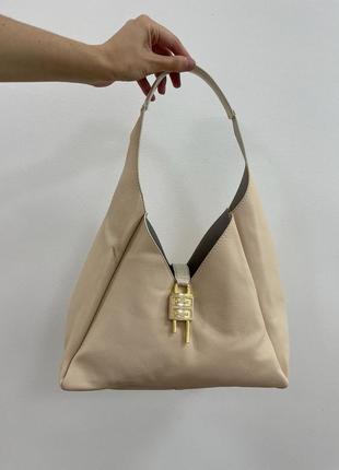 Жіноча сумка 👜hobo medium leather cream3 фото