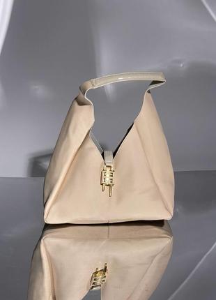 Жіноча сумка 👜hobo medium leather cream1 фото