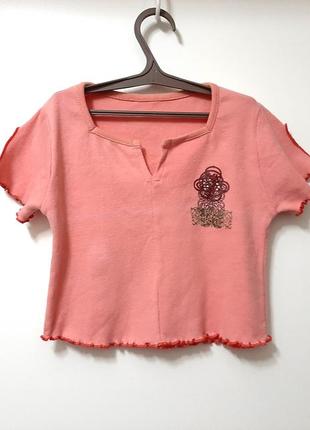 Відмінної якості футболка дитяча рожева бавовна короткі літні рукави на дівчинку 1,5-2,5года2 фото