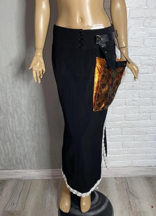 Дизайнерская длинная юбка с накладным кармашком-макси бренда lauren vidal, s2 фото