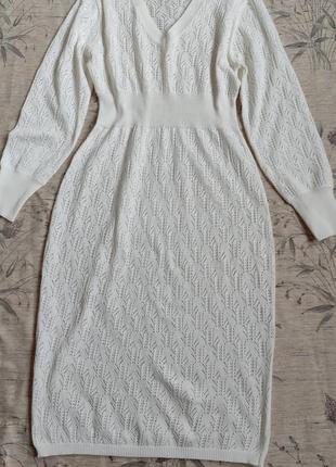 Платье - свитер , вязаное платье миди , трикотажное платье7 фото