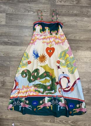 Сукня сарафан з кишенями з принтом1 фото