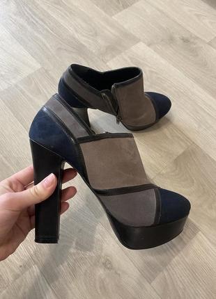 Ботильйони туфлі черевики на каблуку підборах еко замш