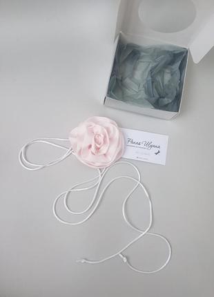 Чокер троянда рожева з штучного шовку армані - 8 см