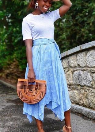 Красива стильна річна асиметрична спідниця zara котон