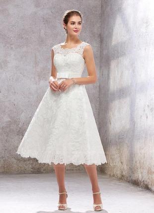 Веселенное платье миди для невесты, платье для росписи белое (возможен обмен)