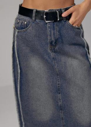 Джинсовая юбка-миди с разрезом сзади2 фото