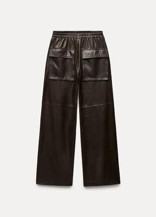 Кожаные джоггеры zara zw leather collection10 фото