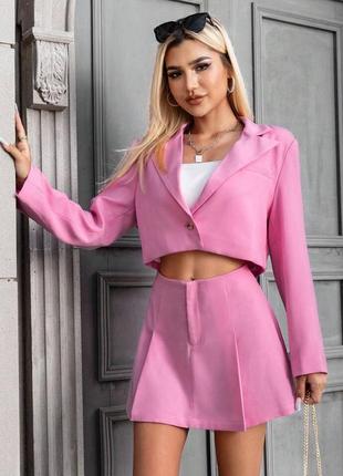 Костюм zara в стиле barbie, оригинал испания, пиджак юбка3 фото