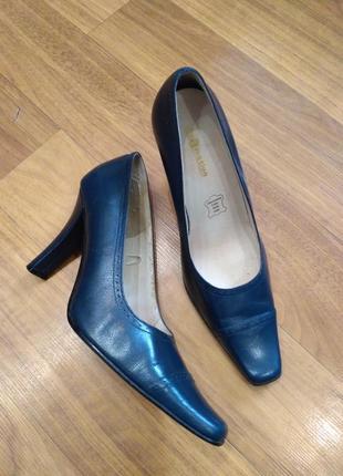 Blue motion синие кожаные туфли лодочки