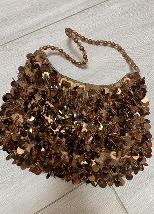 Сумка в паєтку з бусинками
