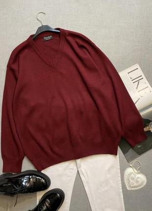 Franco ponti, итальянский пуловер, джемпер, кофта, свитер, мериносовая шерсть, унисекс, бордовый, цвет марсала, бургунди, большой размер, оверсайз3 фото