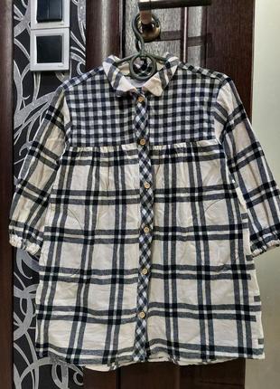 Фланелевое платье-рубашка в клетку от zara 4-5 лет2 фото