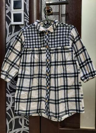 Фланелевое платье-рубашка в клетку от zara 4-5 лет10 фото