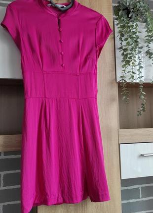 Zara коротка сукня фуксія, міні плаття, рожева сукня з розрізом5 фото