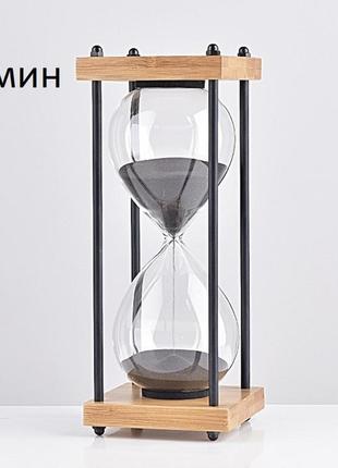 Пісочний годинник world collection, чорний пісок 30 хвилин, світлі високі