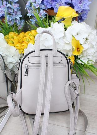 Женский шикарный и качественный рюкзак сумка для девушек из эко кожи серый5 фото
