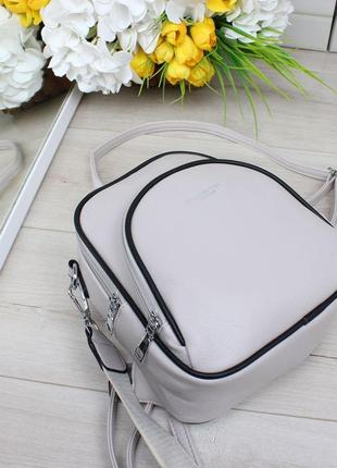 Женский шикарный и качественный рюкзак сумка для девушек из эко кожи серый3 фото