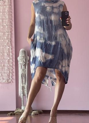 Шелковый сарафан, платье асимметричное на затяжке