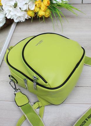 Женский шикарный и качественный рюкзак сумка для девушек из эко кожи лайм4 фото