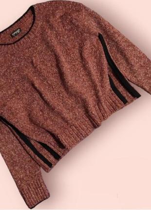 Женский меланжевый свитер topshop с разрезами по бокам1 фото