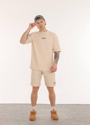 Якісний літній костюм гофре чоловічий комплект футболка і шорти champ вільного крою турція туреччина