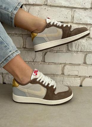 Кроссовки мужские nike jordan 1 low mocha найк джордан 1 коричневые мокка n-10046 фото