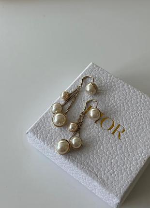 Брендові сережки в позолоті з перлинами