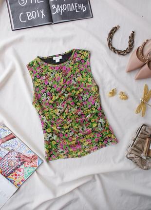 Модна брендова блуза сітка топ квітковий принт від oasis4 фото