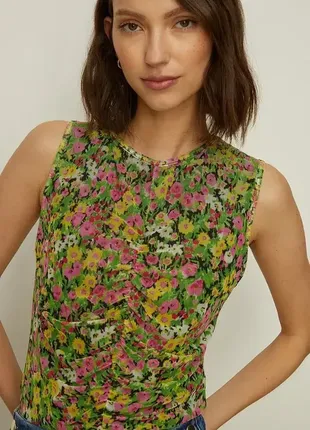 Модна брендова блуза сітка топ квітковий принт від oasis1 фото