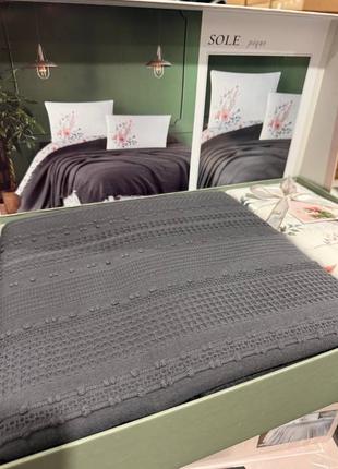 Летний набор постельного белья с вафельным покрывалом-пике хлопок8 фото