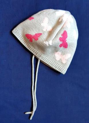 Блестяще серая шапка бабочки на флисе beby club германия размер 48-49см