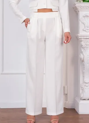 Прямі брюки палацо зі стрілками широкі брюки з кишенями молоного кольору2 фото