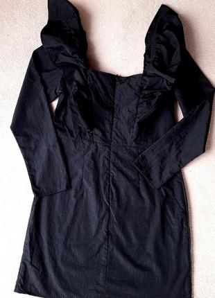 Черное платье плащевка а-силуэта рукава воланы h&amp;m5 фото