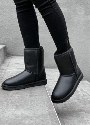 Угги чёрные кожаные ugg1 фото