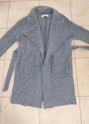 Стильное с карманами и поясом пальто, кардиган2 фото