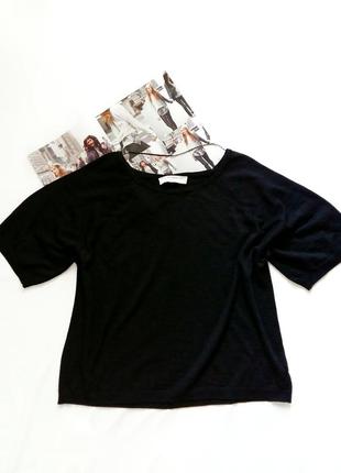 Черная оверсайз вязанная футболка zara1 фото
