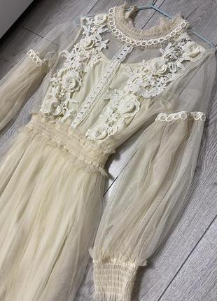 Неймовірна сукня мереживна двошарова плаття лоліта міді сітка1 фото