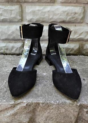 Балетки туфлі с гострим носком замшеві с гострим носком , на низькому каблуці 2,5см2 фото