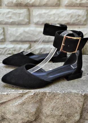 Балетки туфлі с гострим носком замшеві с гострим носком , на низькому каблуці 2,5см3 фото