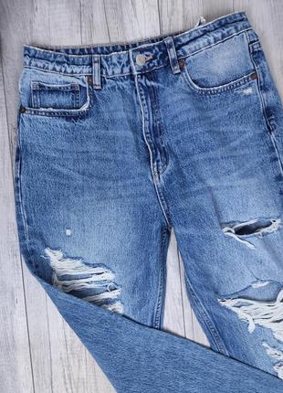 Женские джинсы zara рваные голубые размер l (40)2 фото