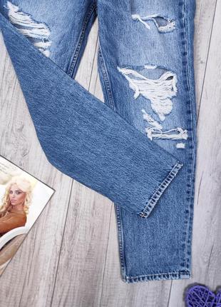 Женские джинсы zara рваные голубые размер l (40)3 фото