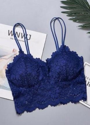 Бюстгальтер бралет топ мереживний безшовний синій