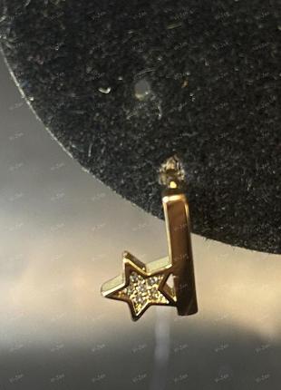 Женские серьги-кольца (конго) позолоченные с камнями xuping позолота 18к звезды2 фото