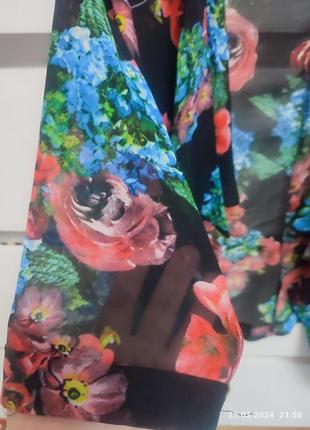 Блуза піджак накидка прозорий квіти3 фото